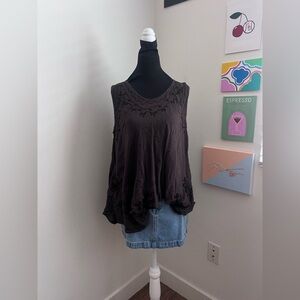 Embroidered Rayon Flowy Tank (One Size)